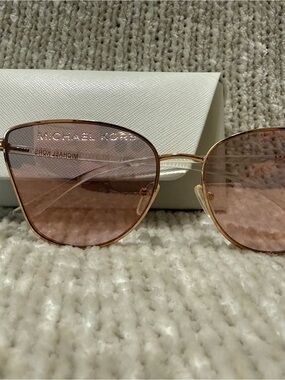 Michael Kors Women’s Rose Gold Frame Sunglasses with Pink Tint